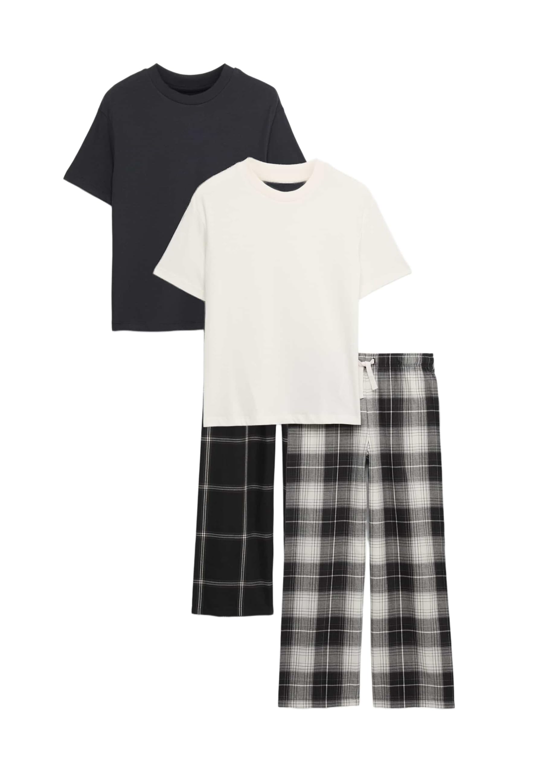 Marks & Spencer Bambini Puro Cotone a Quadri Set Pigiama 2-Pack – Unisex per Bambini e Ragazze – vestibilità Regolare