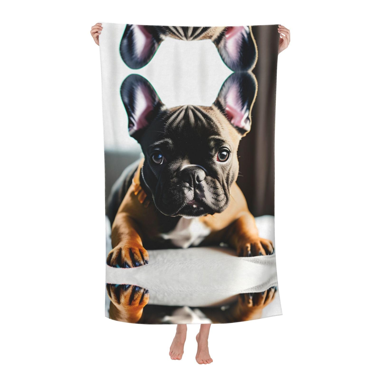 Oazcvbnn Women's White French Bulldog Print Adult Beach Towel Summer Travel Pool Vacation Swimming Fitness Outdoor Adventures