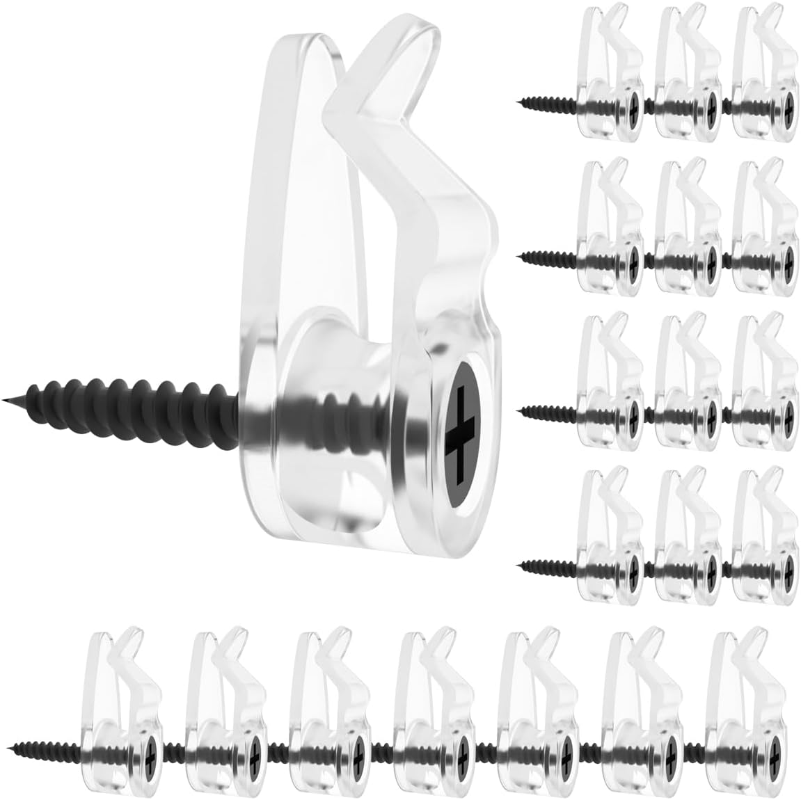 GEZIDEA String Light Hanger Hooks,Screw in Hooks for Hanging Christmas Light,Led Fairy Led Light Clips,Black,50 Pack (Small)