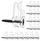 GEZIDEA String Light Hanger Hooks,Screw in Hooks for Hanging Christmas Light,Led Fairy Led Light Clips,50 Pack (Small-Clear)