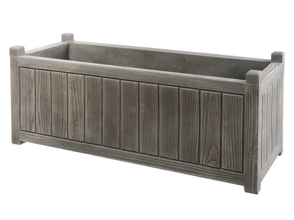 EDA - Jardinière Charme 155 L - Double Paroi - Réserve d'eau Intégrée - Usage Intérieur ou Extérieur - 119 x 50 x 50 cm - Gris cérusé
