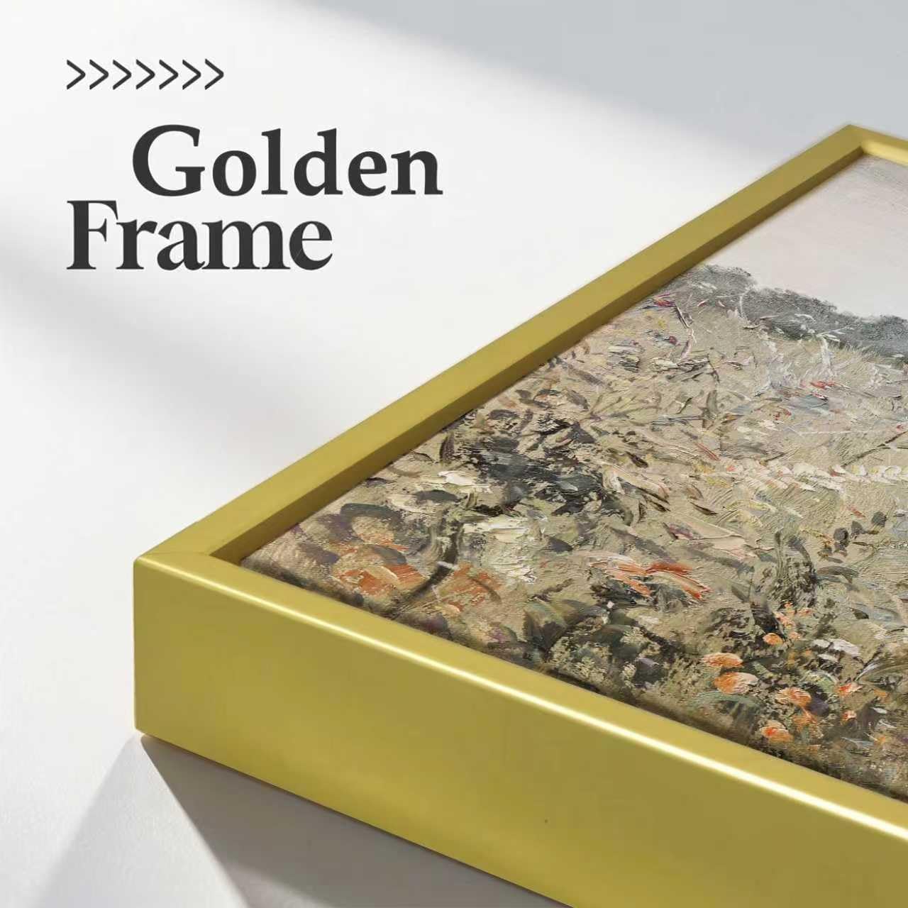 Large Gold Framed Canvas Wall Art Classical Flower Meadow Oil Painting Prints, Canvas Prints Artwork for Walls wall Art for Living Room Bedroom Bathroom, Country Farmhouse Office Wall Decor