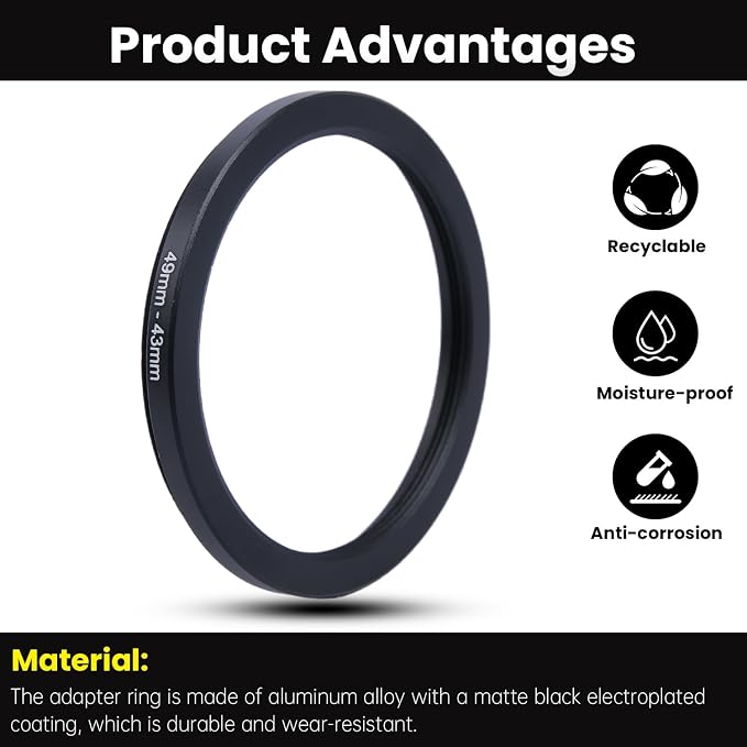 Adaptador Anillo Metal 49mm a 43mm para Filtros miniatura 3