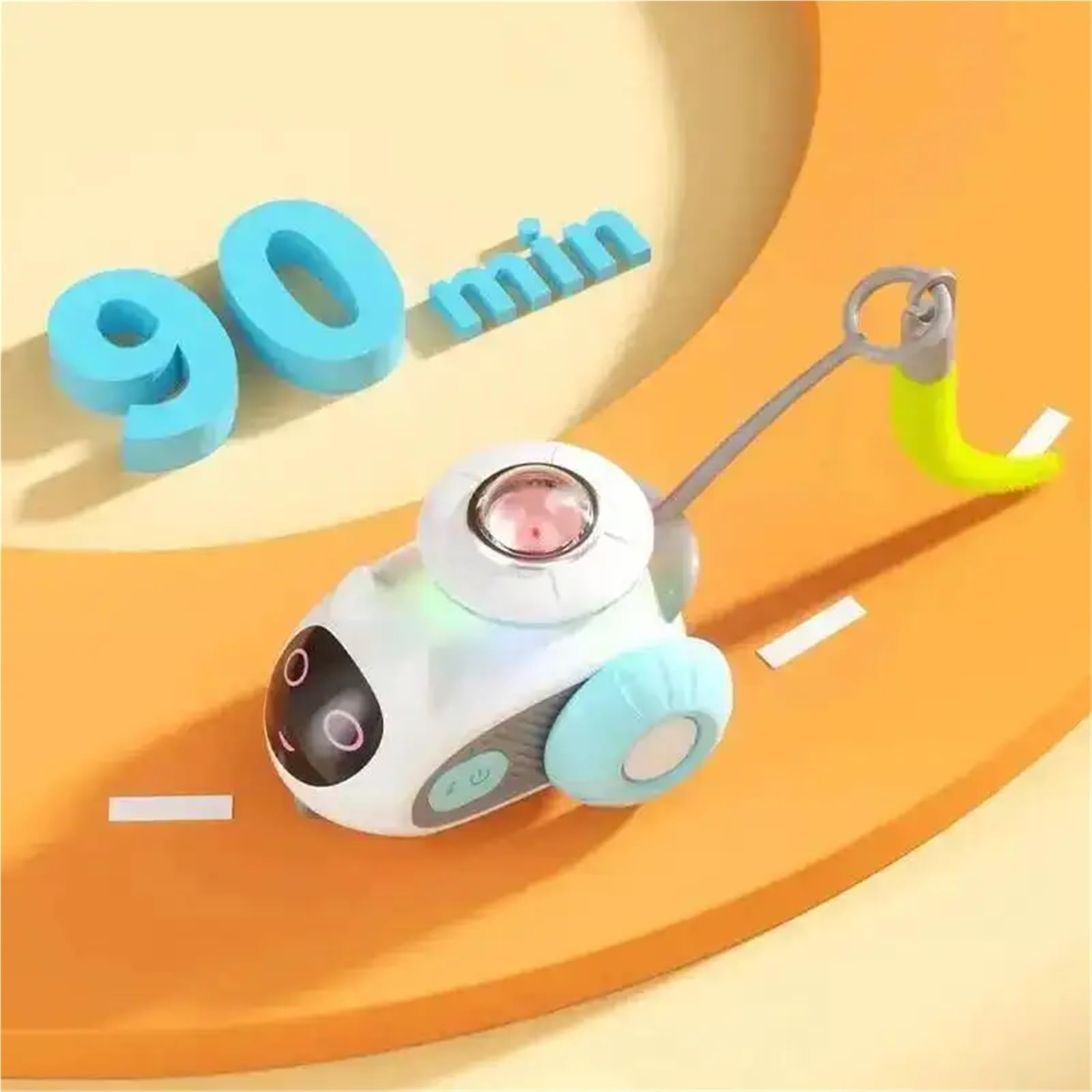 Jouet d'intérieur pour chat, télécommande intelligente automatique avec queue rechargeable LED jouet d'exercice interactif (voiture orange)