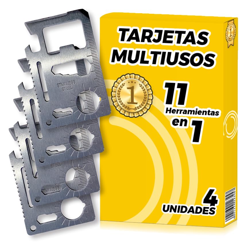 4 uds Tarjetas multiusos 11 en 1 - Tarjeta Multiherramienta - Tarjeta Herramienta Multiusos - Tarjeta multiusos - Tarjeta Multifunción