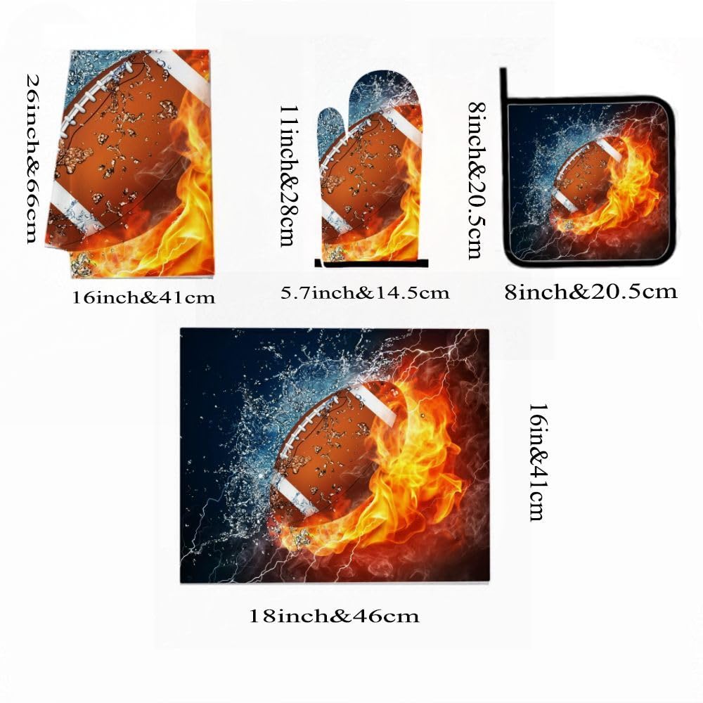 9PCS Flaming Football3 Cucina Decor e Accessori Set