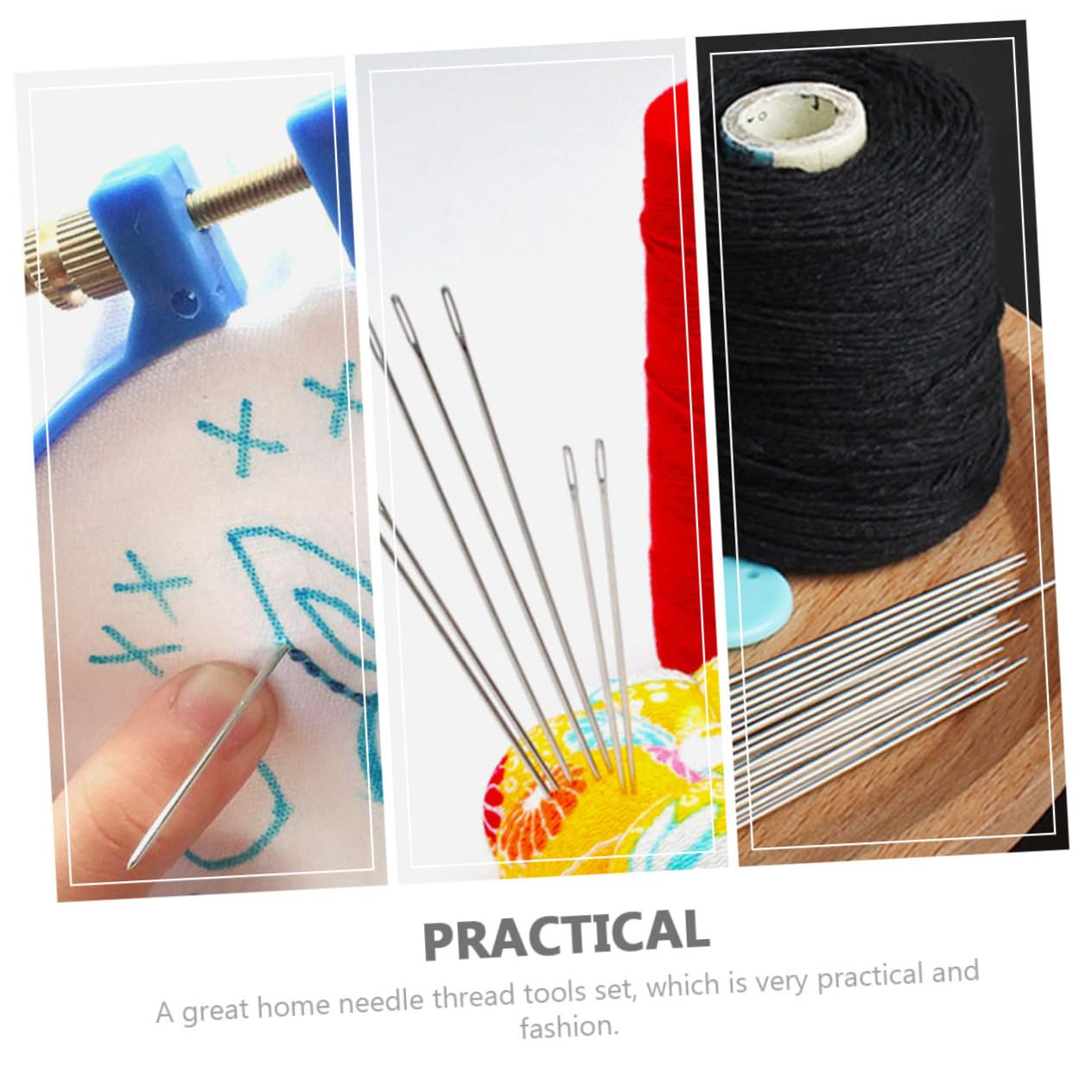 Operitacx Embroidery Accessory 5 Sets of Big Eye Sewing Needles and Portable Stitching Tools