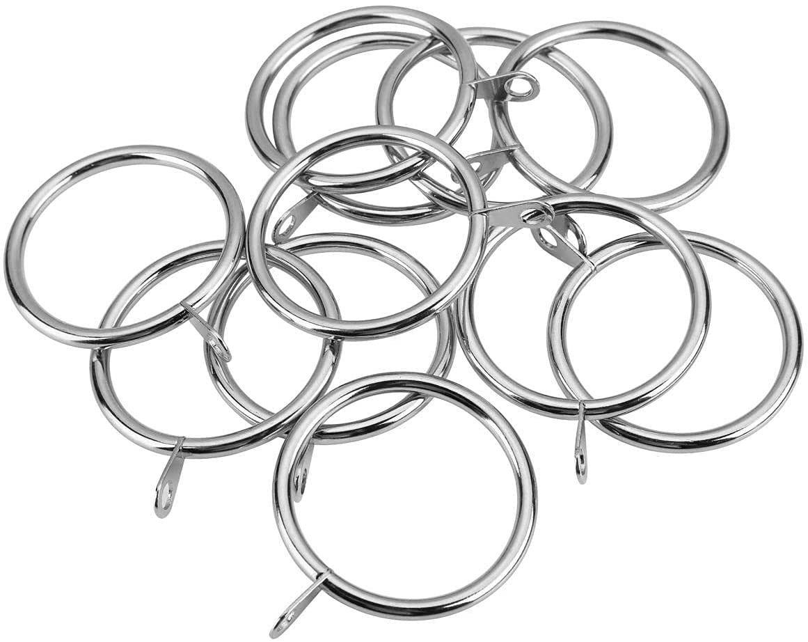 Homeelabador Silver Homeelabador® Strong Metal Curtain Rings 45Mm Internal Diameter For Hanging Heavy Curtains With Fixed Eyelets For Curtain Pole Rod (, 48)