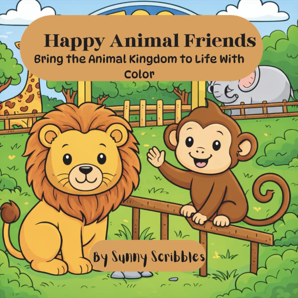 Happy Animal Friends: Children's colouring book