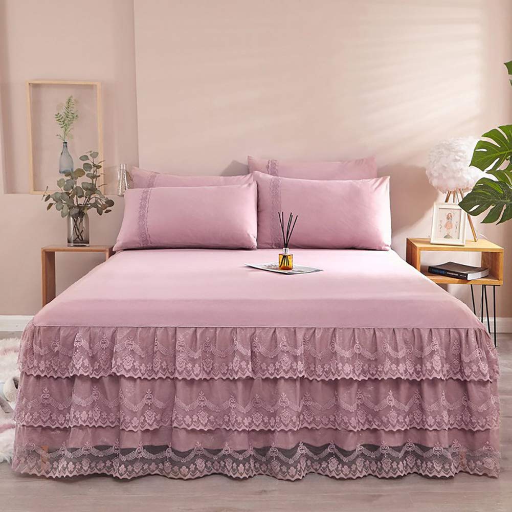 Drap plat rosea 200x220 microfibre lavée avec cache sommier dentelle