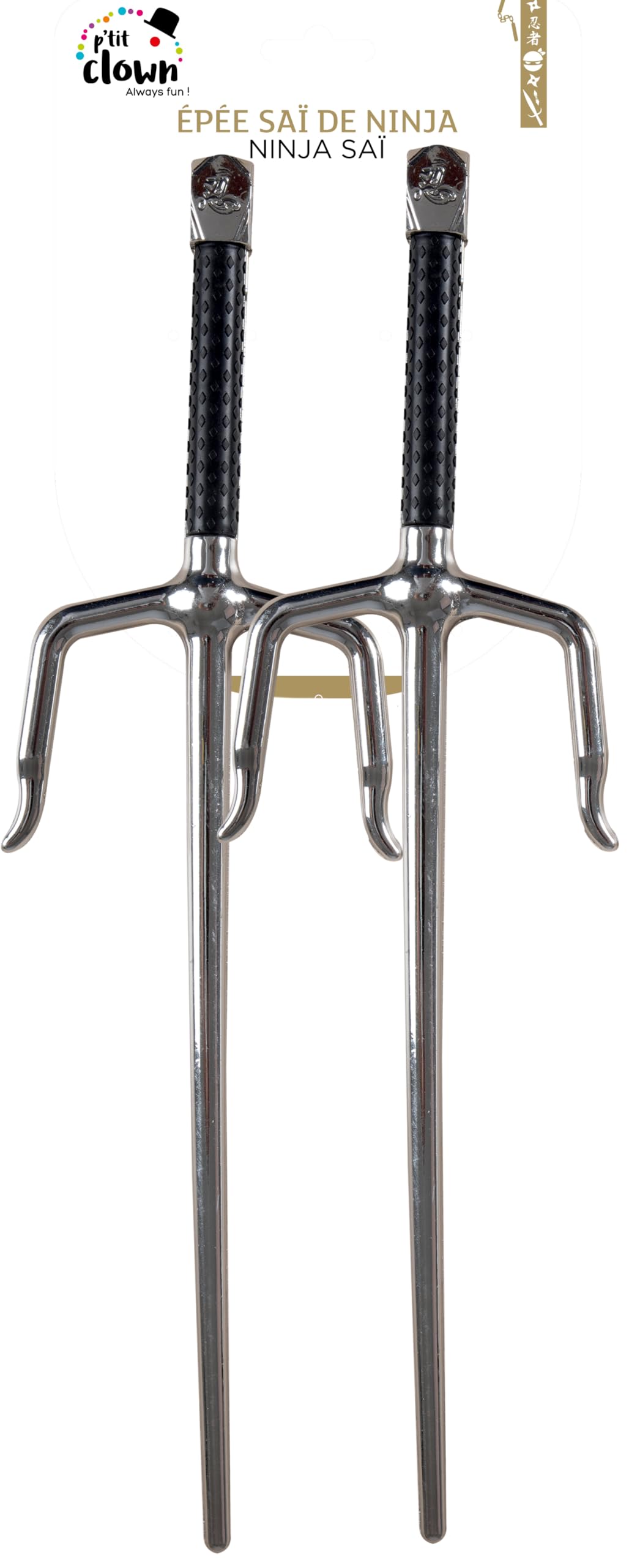 P'tit Clown Sai Swords - Set of 2, 30 cm - Ninja Weapons - Kid, Silber - Image 2
