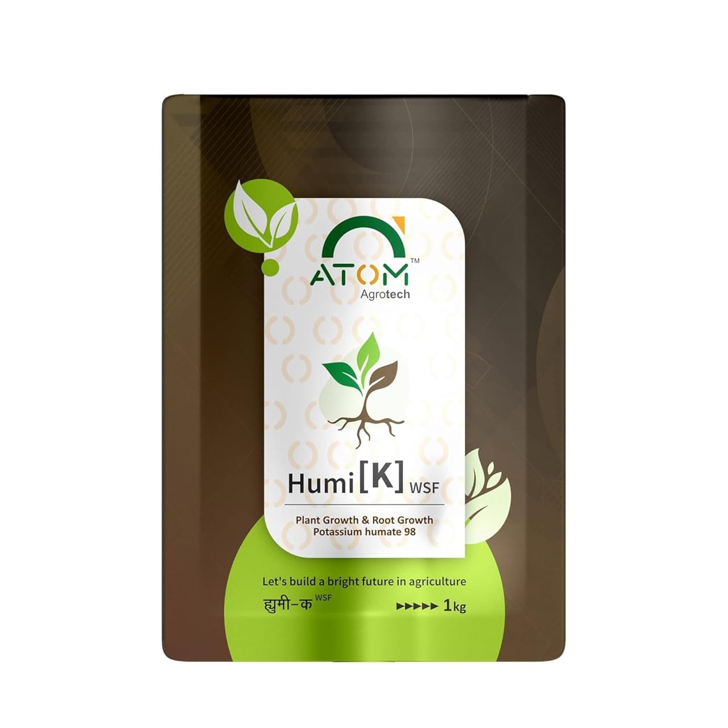 ATOM AGROTECH Humic Acid Powder 98% 1Kg Potassium Humate for & Organic Farming of All Vegetables,Fruits and Flowers pack of 1