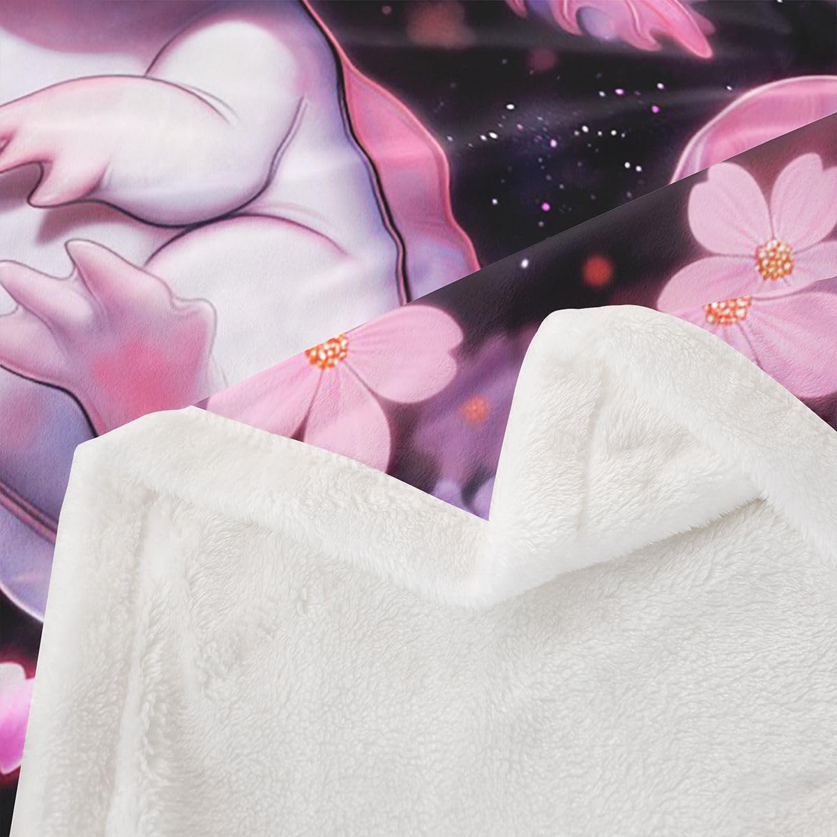 Loussiesd Uroczy Axolotl Sherpa narzuta koc na kanapę kreskówka salamandra super miękki przytulny polar kawaii ocean morska koc na zimę, pluszowa narzuta czarno-różowa, podwójna, 152 x 180 cm, na cały