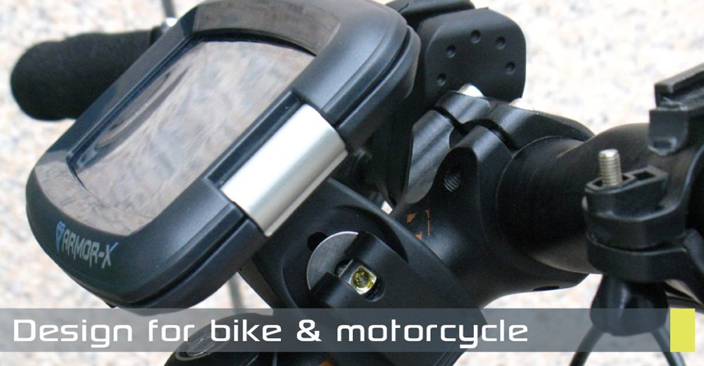 Armor-X MX-143-N Serie ArmorCase Custodia Impermeabile con Attacco per Bici, Moto, Motoslitta Compatibile con Dispositivi Apple, Nero