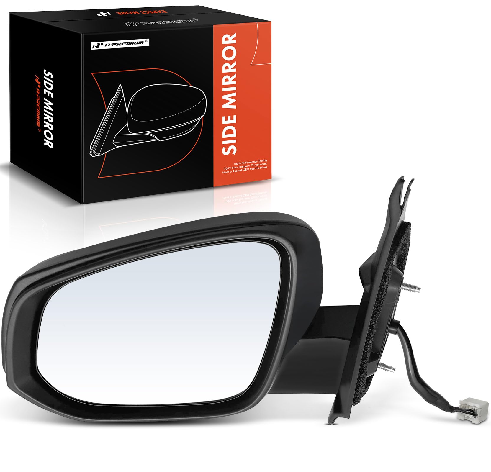 A-Premium Driver Side Power Door Mirror - Compatible with Toyota Tacoma 2016-2023 - Heated Manual Folding Textured Black Outside Rear View Mirror -