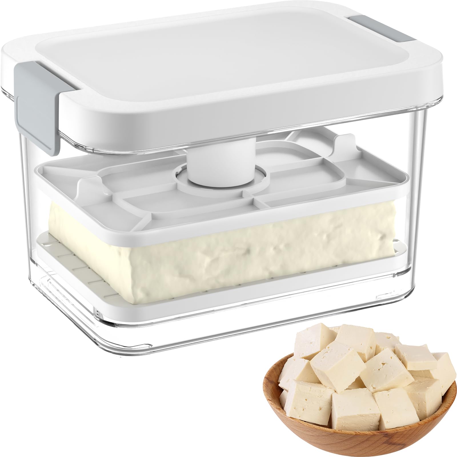 Prensa de Tofu con Escurridor y Filtro, Tofu Press para Tofu Firme y Extra Firme, Eliminación Fácil de Agua del Tofu, Fabricante de Tofu para Preparación Rápida y Sin Esfuerzo de Comidas