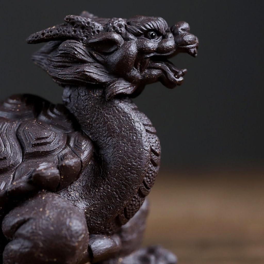 Akcesoria do herbaty dla zwierząt domowych zestaw do herbaty fioletowy piasek smok żółw ozdoby dla zwierząt Feng Shui Fortune figurki do herbaty dekoracje