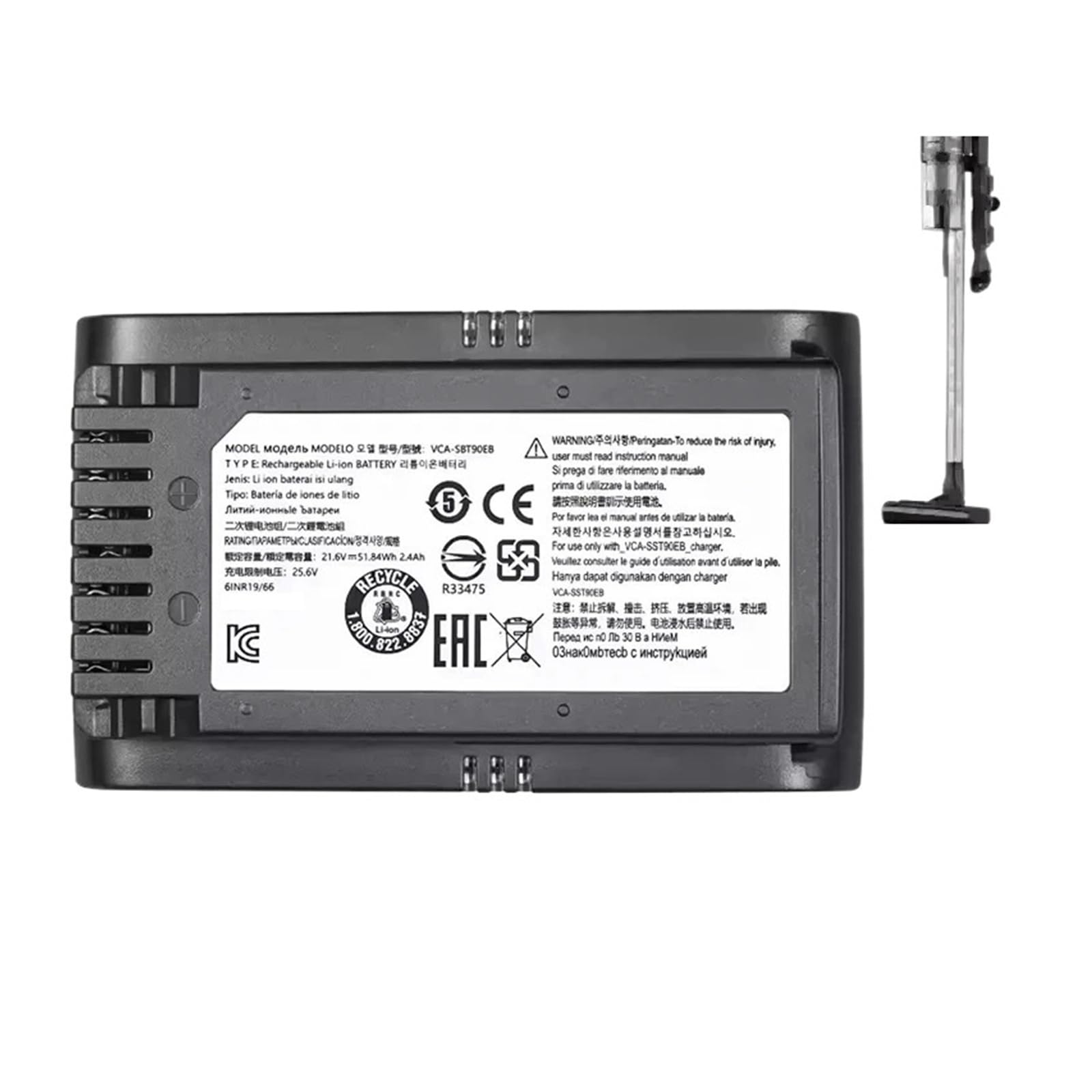 Sostituisci Aspirapolvere, Compatibile Con Samsung, Batteria Agli Ioni Di Litio 21,6 V 5000 MAh Jet 75 Pet/Jet 75 Aspirapolvere Senza Fili VCA-SBT90/XAA(5000mah)