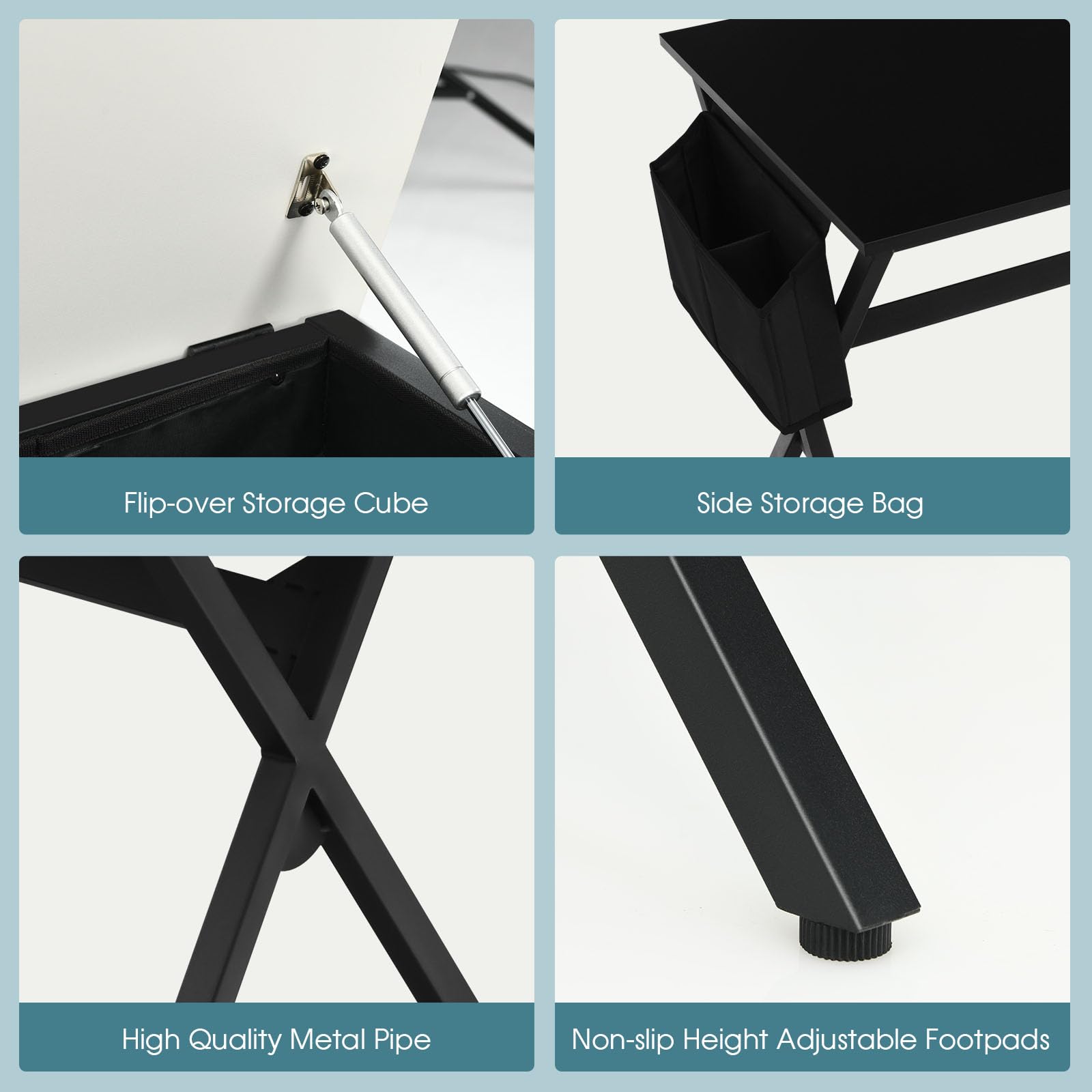 LIFEZEAL Scrivania Angolare con Libreria, Reversibile, Forma di L, Porta Computer, Luci Regolabili, Stazione di Ricarica, Supporto Monitor, CPU, Cuffie, Telecomando, Ufficio, Studio, Legno+Metallo