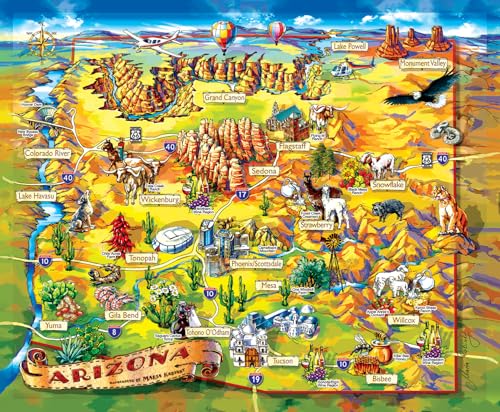 SUNSOUT INC - Mapa de Arizona - Rompecabezas de 1000 piezas por la artista Maria Rabinky - Tamaño terminado 23" x 28" - MPN# 20525 miniatura 3