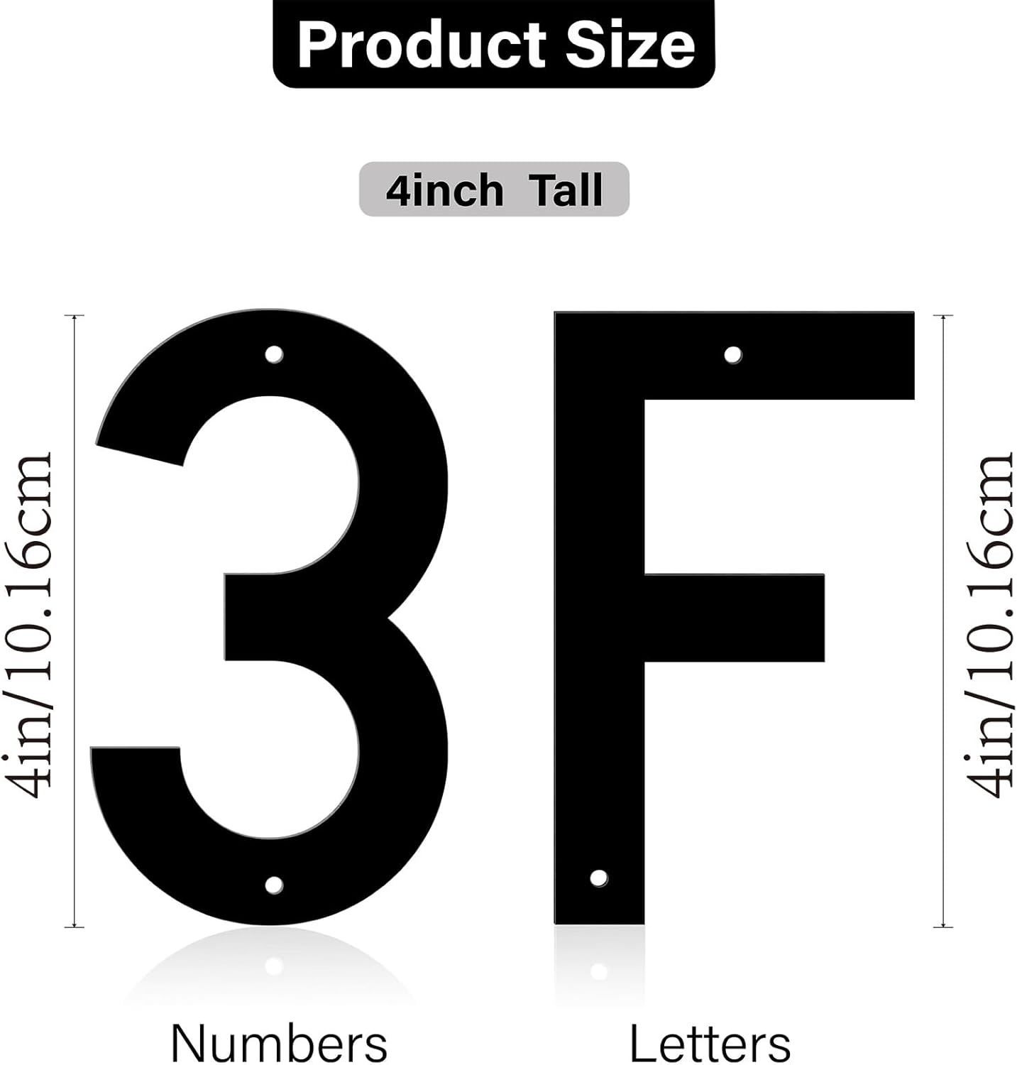 4 Inch Modern Metal House Address Numbers for Outside, Black Metal House Address Letters, Door and Mailbox Numbers for Outside, 3