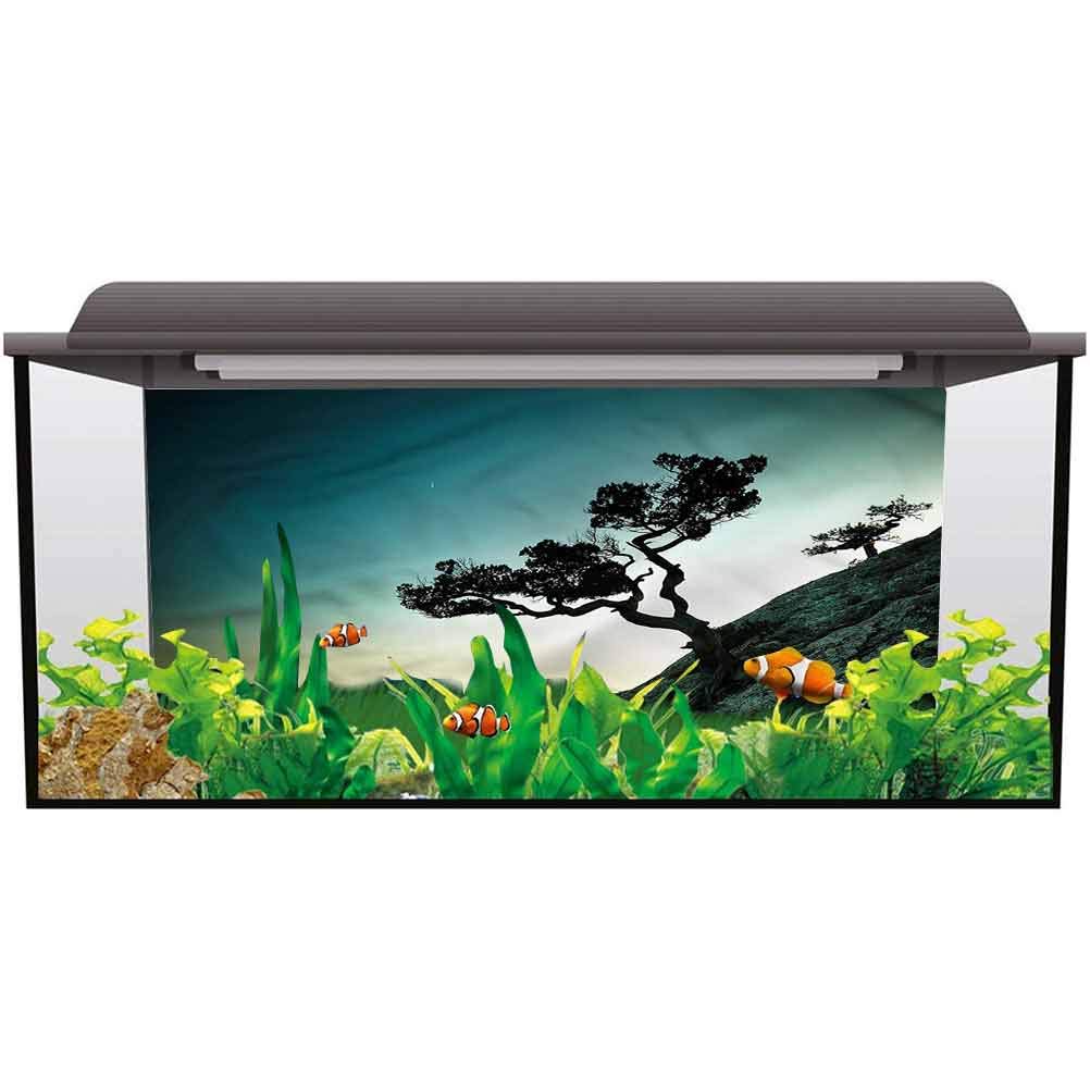 Tubertini Aquarium Background Sticker Tree,Dreamy Tranquil Scenery Rocks PVC Adhesive Decor Paper Sticker L72 X H24 Inch' (3,60 mt)