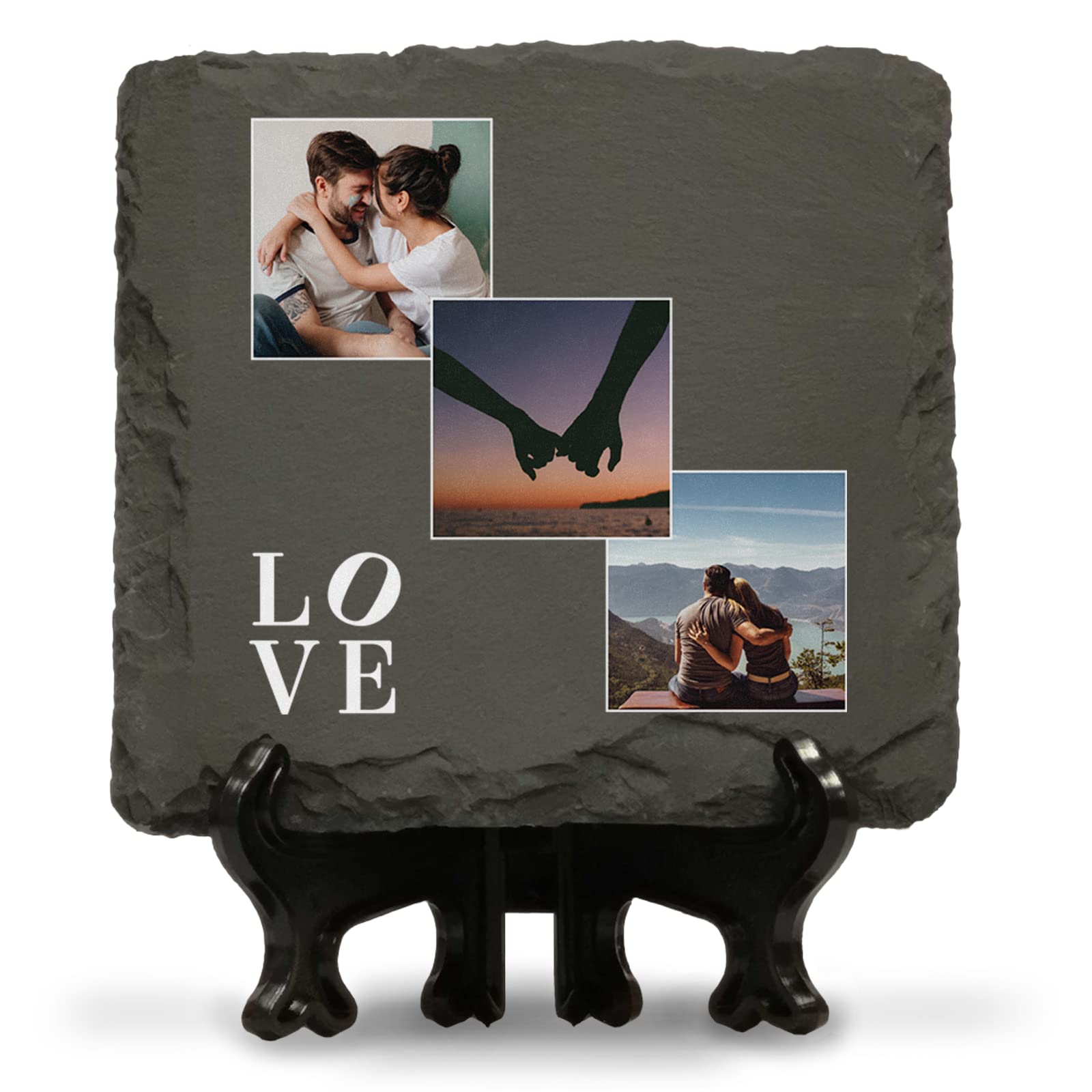 You Personalise Personalised Photo Slate - Your 3 Photographs on a Slate for Valentines with Love Text
