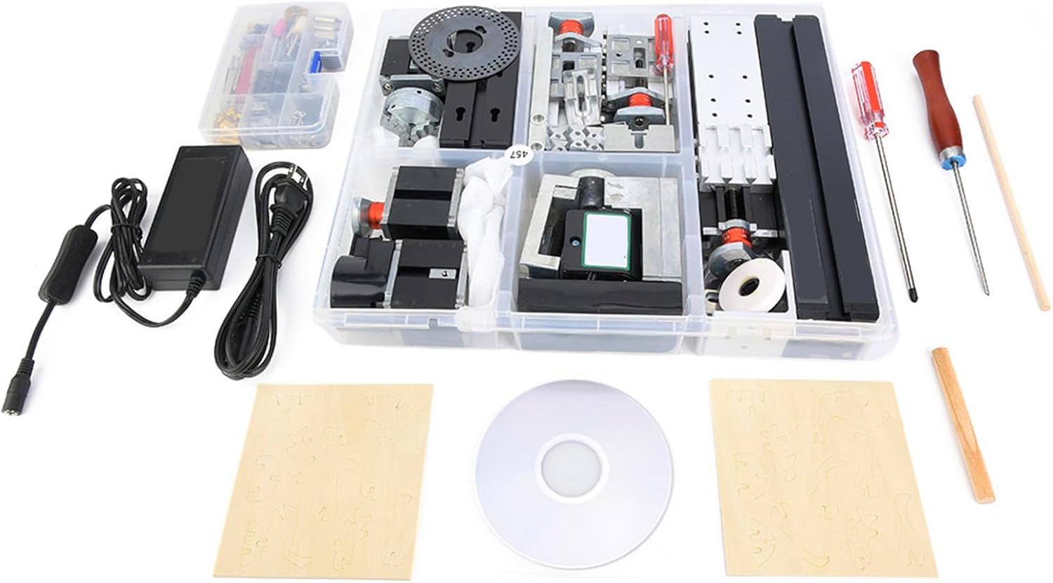 Mini Lathe, Z8000M 24W 20000rpm 8 in 1 Mini Metal Lathe Machine DIY Lathe Kit Wire Saw Table Work Area Approx 90 * 90mm for, Power Metal Lathes, Hilitandeyz5onsmqv