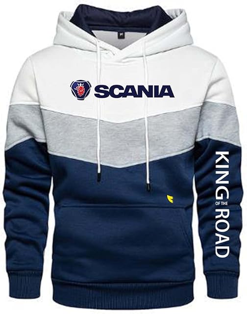ZUOLAER Men's Pullover Drawstring Hoodies - Scania Jumpers Unisex Sweatshirt Splicing Tops Long Sleeve Hooded Sweater A||S