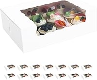 Vista 7 de 25 cajas blancas de panadería con ventana, cajas para pasteles de 9 x 7 x 2.5 pulgadas con ventana, cajas de golosinas para panadería pequeña