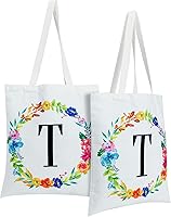 Vista 9 de Juego de 2 bolsas reutilizables personalizadas con monograma para mujer, diseño floral (29 pulgadas)