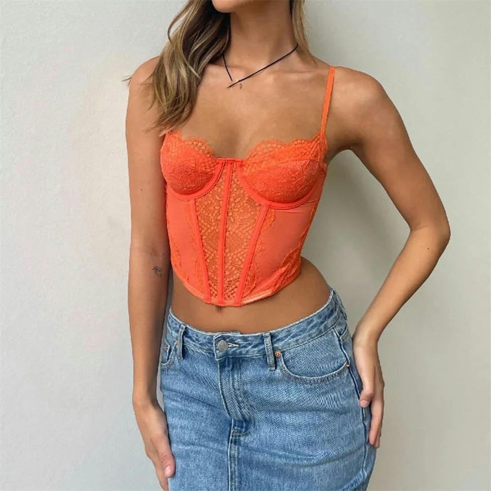Lace-Trimmed Retro Short Tops, Women's Suspender Shirts, Sleeveless Sweet Vests, Women's Summer Solid Color Vests
