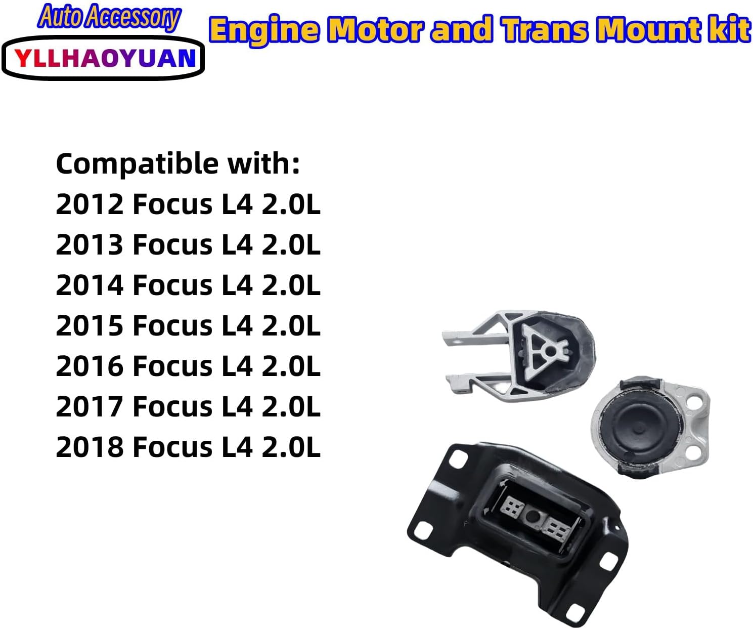 Complete Torque Arm Mount Set for 2012-2018 Focus 2.0L - Replaces 3214, 3103, 3238, A5312, A5520, A5612 - Fixes Engine Vibration