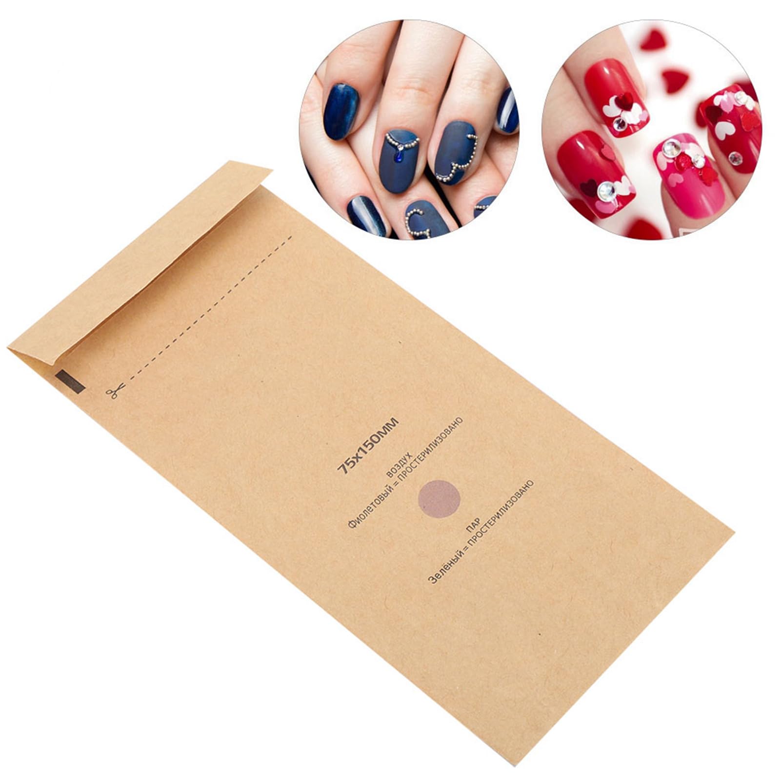 Lot de 100 Sacs de Stérilisation Jetables Auto-Adhésifs pour Outils de Manucure et Cosmétiques, Accessoire pour machine de désinfection (75x150mm)