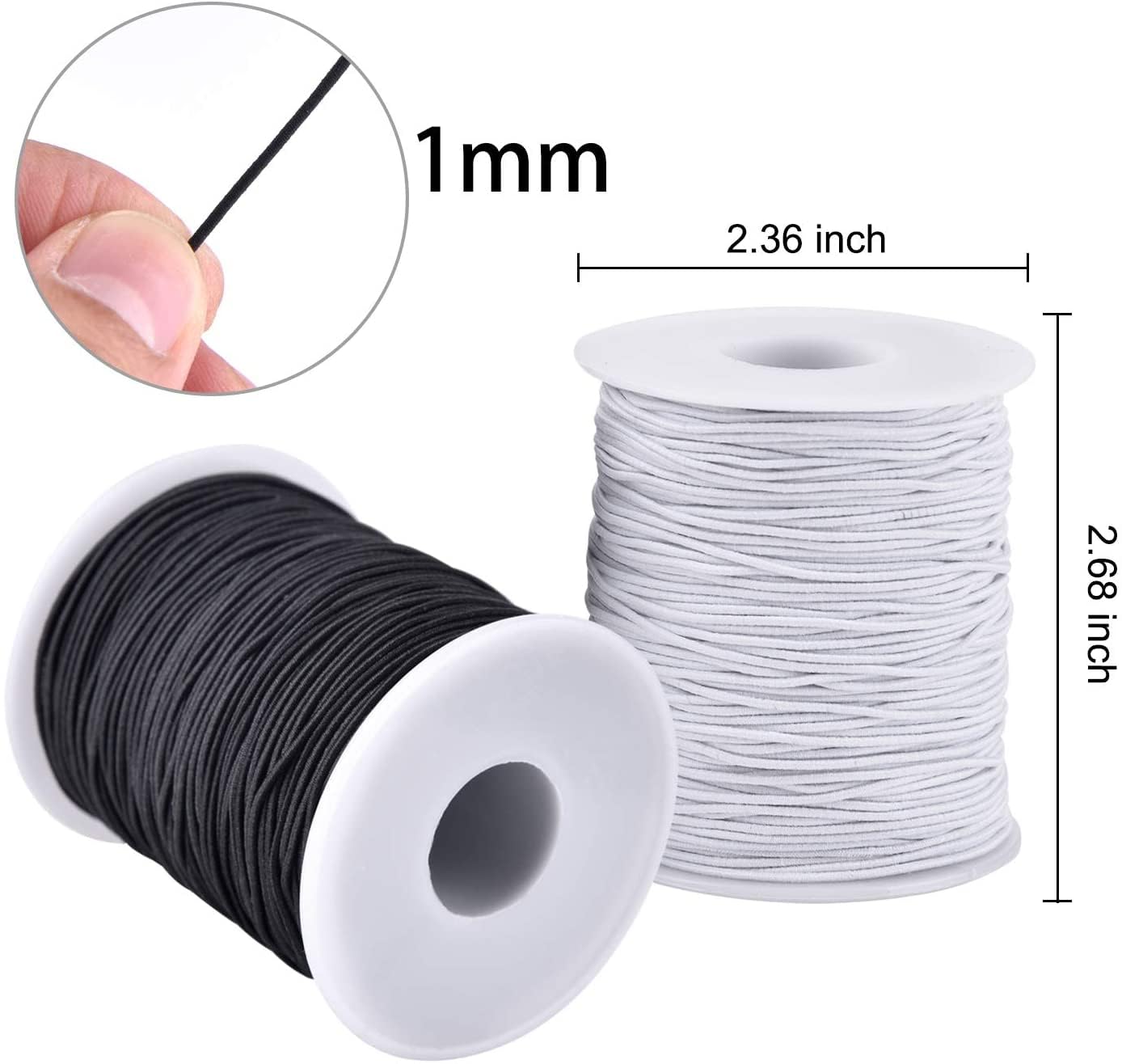 Sznurki i nici do koralików, Czarno-biały okrągły, mocny i elastyczny sznurek do szycia, akcesoriów krawieckich DIY, 1 szt(White Diameter 5mm,10Meters)