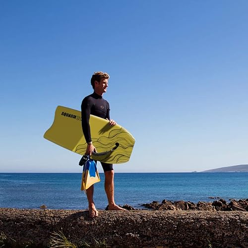 Miniatura 6 de AQUARM XPE Bodyboard de 33 pulgadas, 36 pulgadas, 41 pulgadas, con correa de muñeca de alta calidad y correas de aleta, parte inferior súper ligera