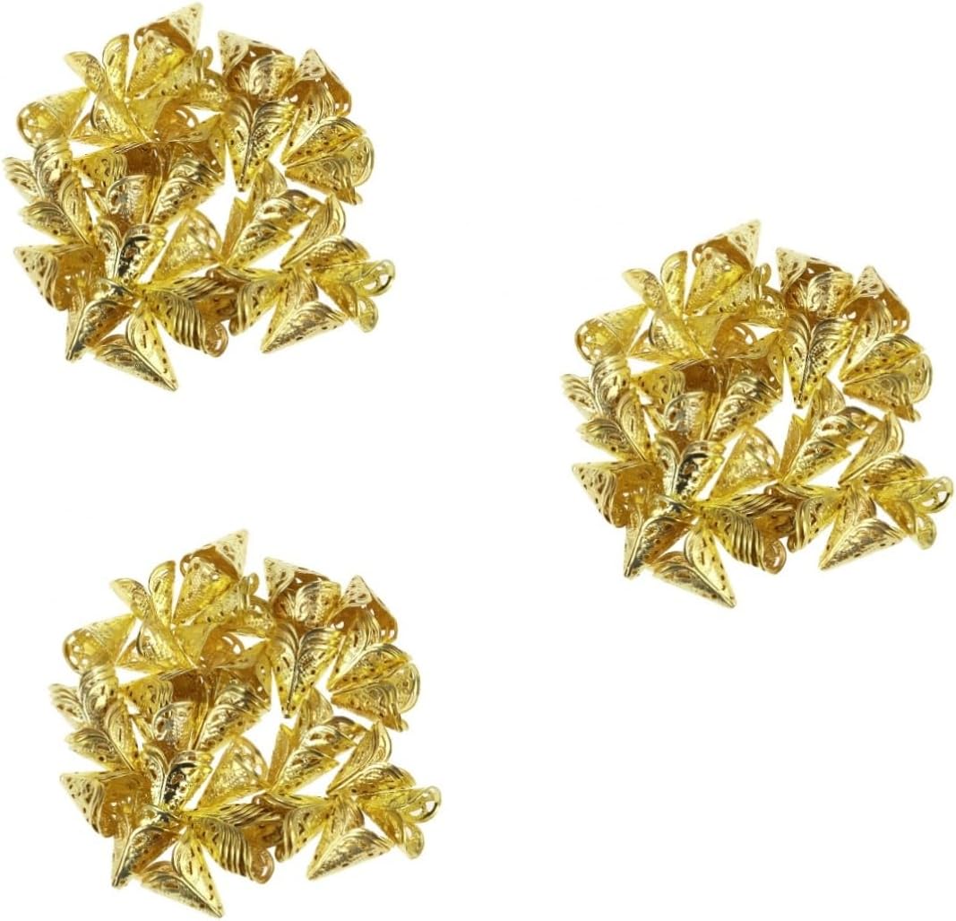 STOBOK 150 Pcs Crystal Hand Jewelry Loose Beads Caps Spacers for Jewelry Making Bead Caps for Making Stainless Steel Bead Cap Charm Bali Style Beads Cone End Caps Manual Hat