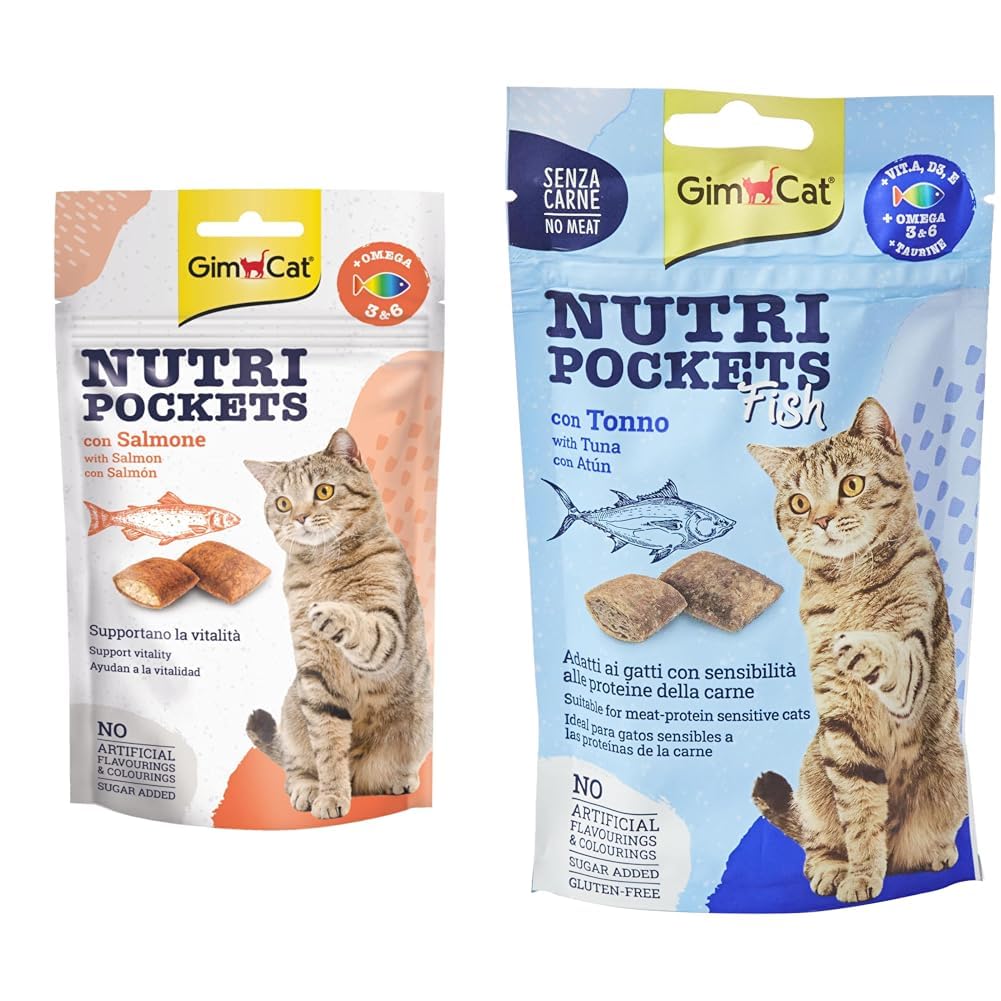 GimCat Nutripockets Kedi Ödülü Somon Omega 3&6 60Gr & Kedi Ödül Tableti Np Ton Balıklı, 60 g