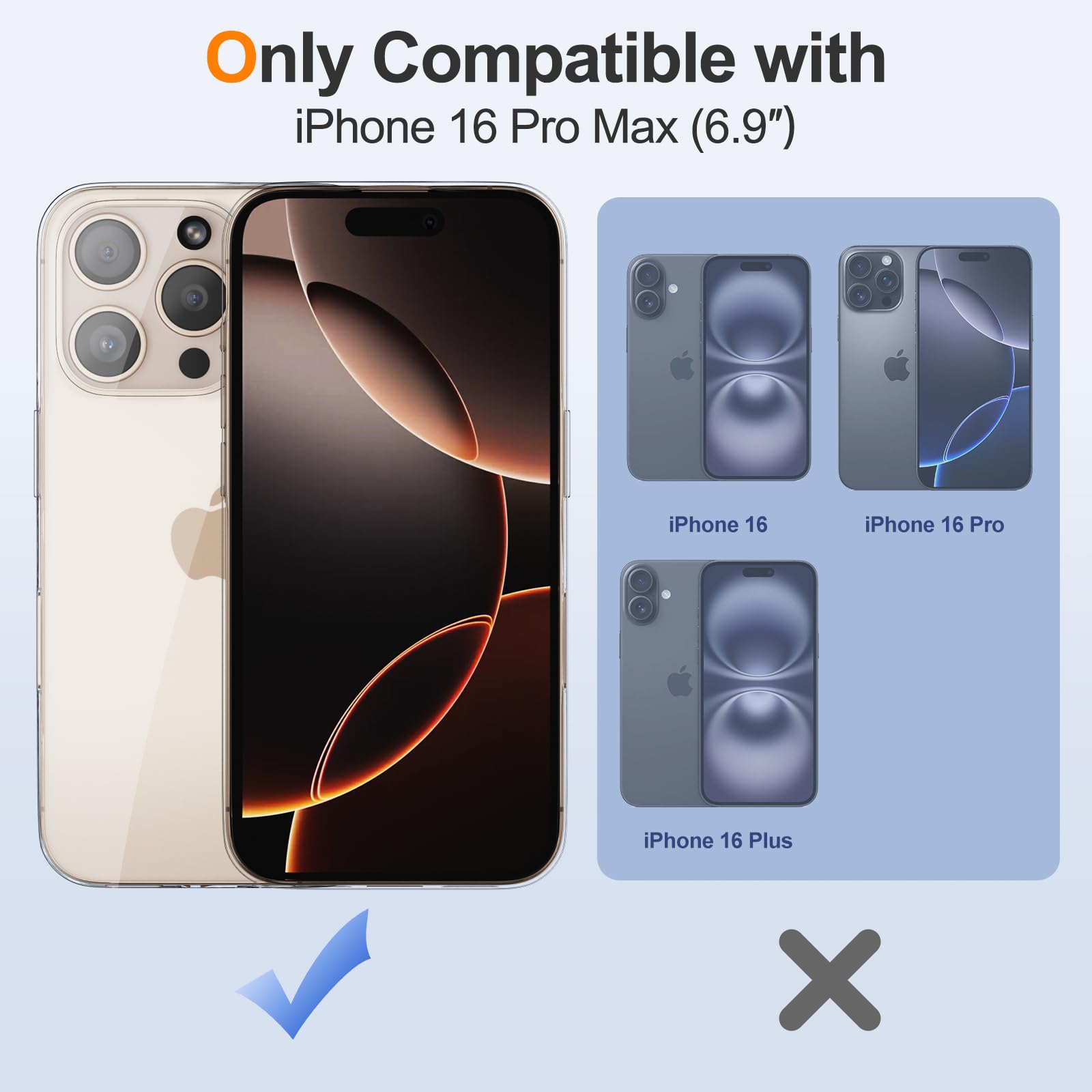 STARRYNOVA Transparent Case Compatible with iPhone 16 Pro Max, 5 in 1 Screen Protector and Lens Protector Crystal Clear Silicone Cover - Image 2