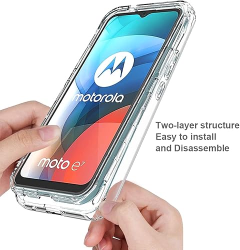 Miniatura 4 de Funda de teléfono para Moto E7, Motorola E7 con protector de pantalla de vidrio templado, carcasa protectora de cuerpo completo transparente de
