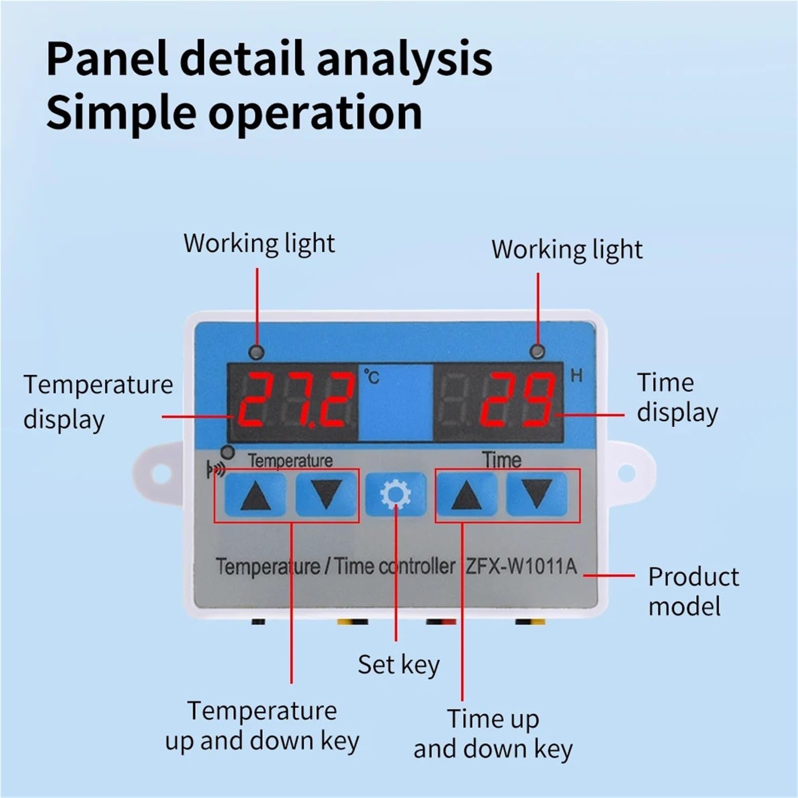 Regolatore di temperatura con display digitale, regolatore di tempo e termostato for incubatrice for serre, DC 12V/24V/12-60V, AC 110-220V -20~80℃(12V)