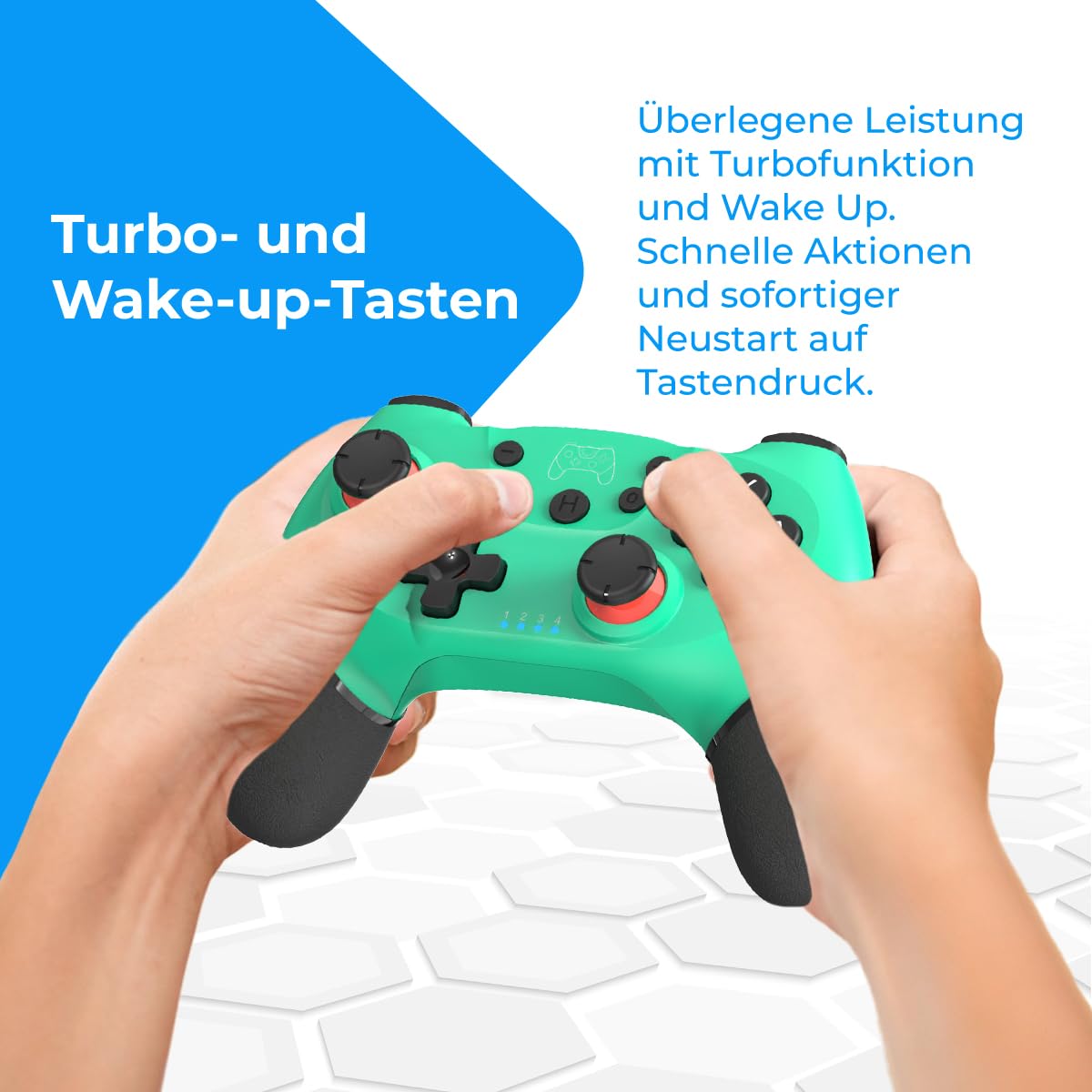 NK Wireless Switch Controller, kompatibel mit Switch/OLED/Lite/Pro, mit Wake-Funktion, Makro-Einstellungen, Bluetooth, 6-Achsen-Sensor, Turbo, Dual Shock, LED-Anzeigen, Farbe Schwarz-Blau