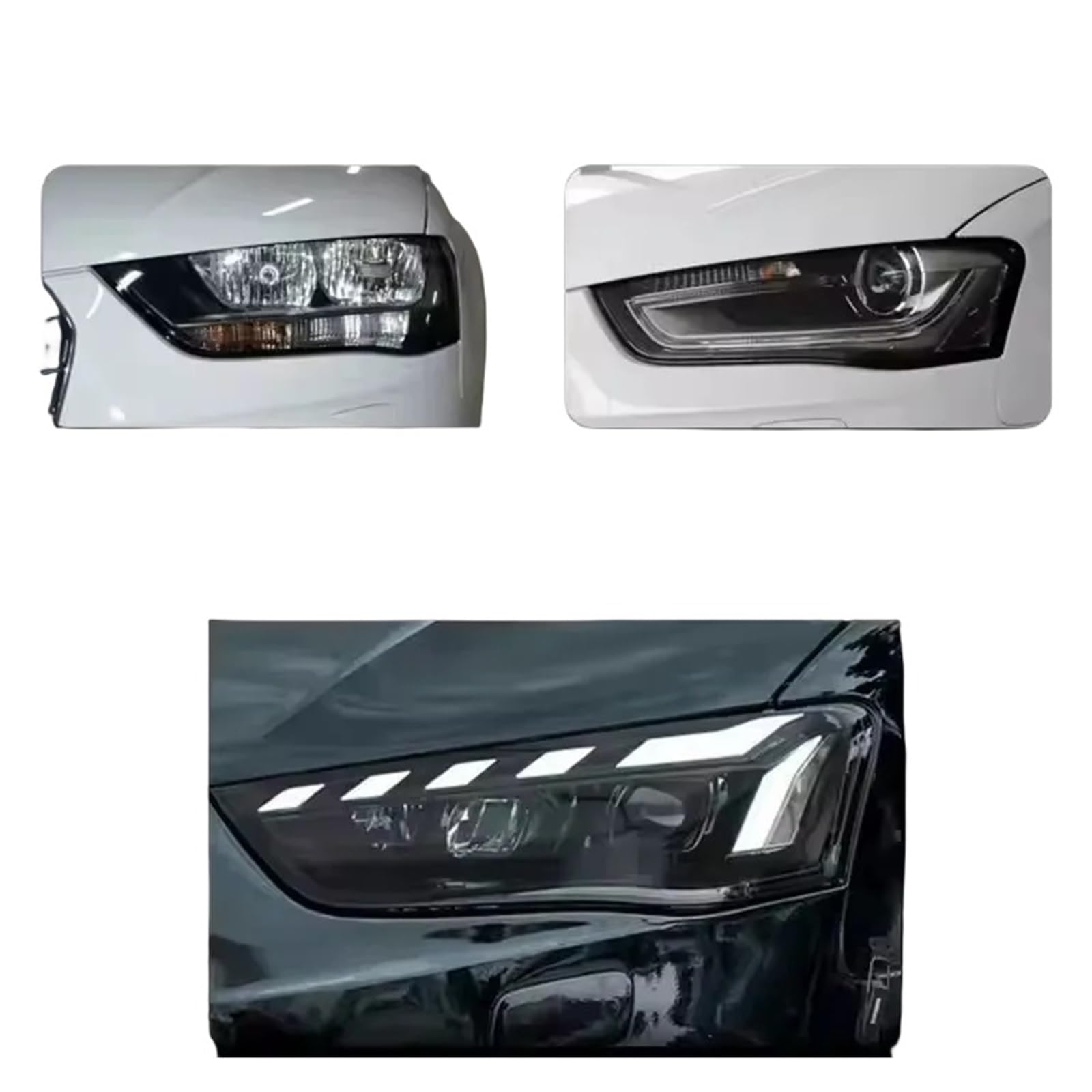 Fari Anteriori per Audi A4 B8 B8.5 con luci diurne a LED (DRL) 2013-2016, modificati, con Lente proiettore S4, Plug And Play (-/ Originali).