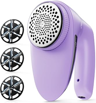 POPCHOSE Fabric Shaver, Rechargeable Lint Remover Defuzzer Sweater Shaver, Fuzz Remover for Clothes, Sweater, Furniture, Couch, CashmereTwo 6-Leaf Blades Extra, Electrostatic Brush...