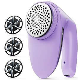 POPCHOSE Fabric Shaver, Rechargeable Lint Remover Defuzzer Sweater Shaver, Fuzz Remover for Clothes, Sweater, Furniture, Couch, Cashmere(Two 6-Leaf Blades Extra, Electrostatic Brush)