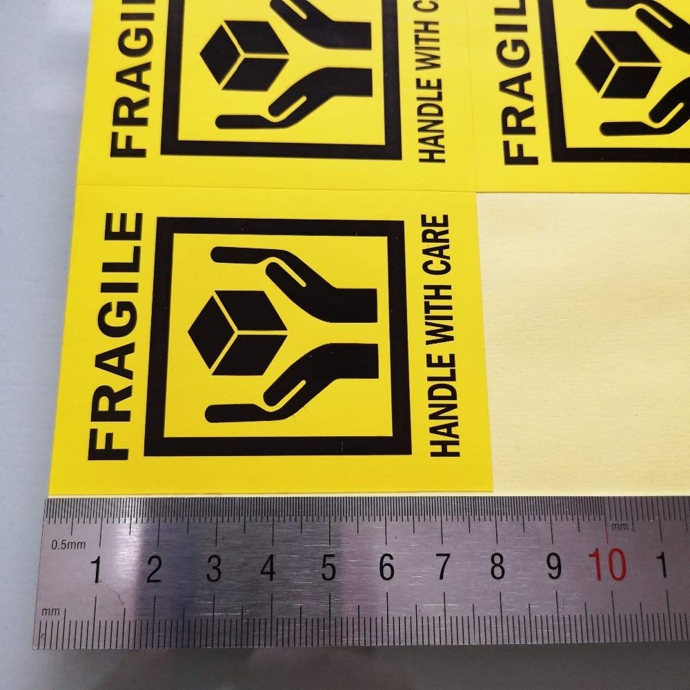 200pcs de POIGNÉE FRAGILE AVEC SOIN couleur jaune noir auto-adhésif Étiquette d'expédition Autocollant