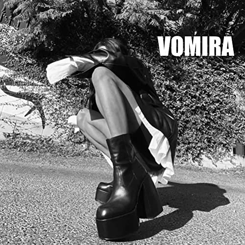 Vomira Platform High Heels For Women Chunky Block Heel Slide Zipper Solid Black Ankle Boots Pu Patent Leather Winter Boots #TOP2