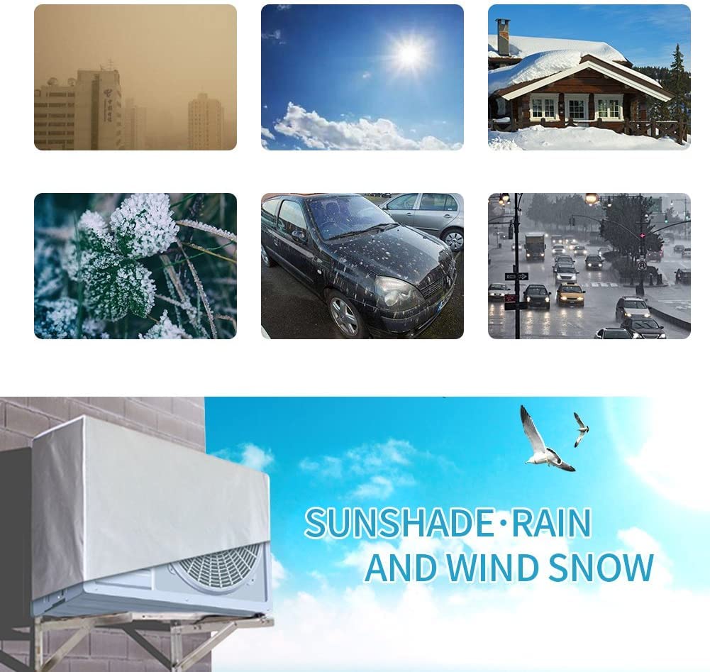 klimaanlage Abdeckung,Schutzhülle für Klimaanlage,WäRmefenster Aussengeraet Anti Staub Anti Schnee Wasserdichte Sunproof Klimaanlagenabdeckung (Silbernes)