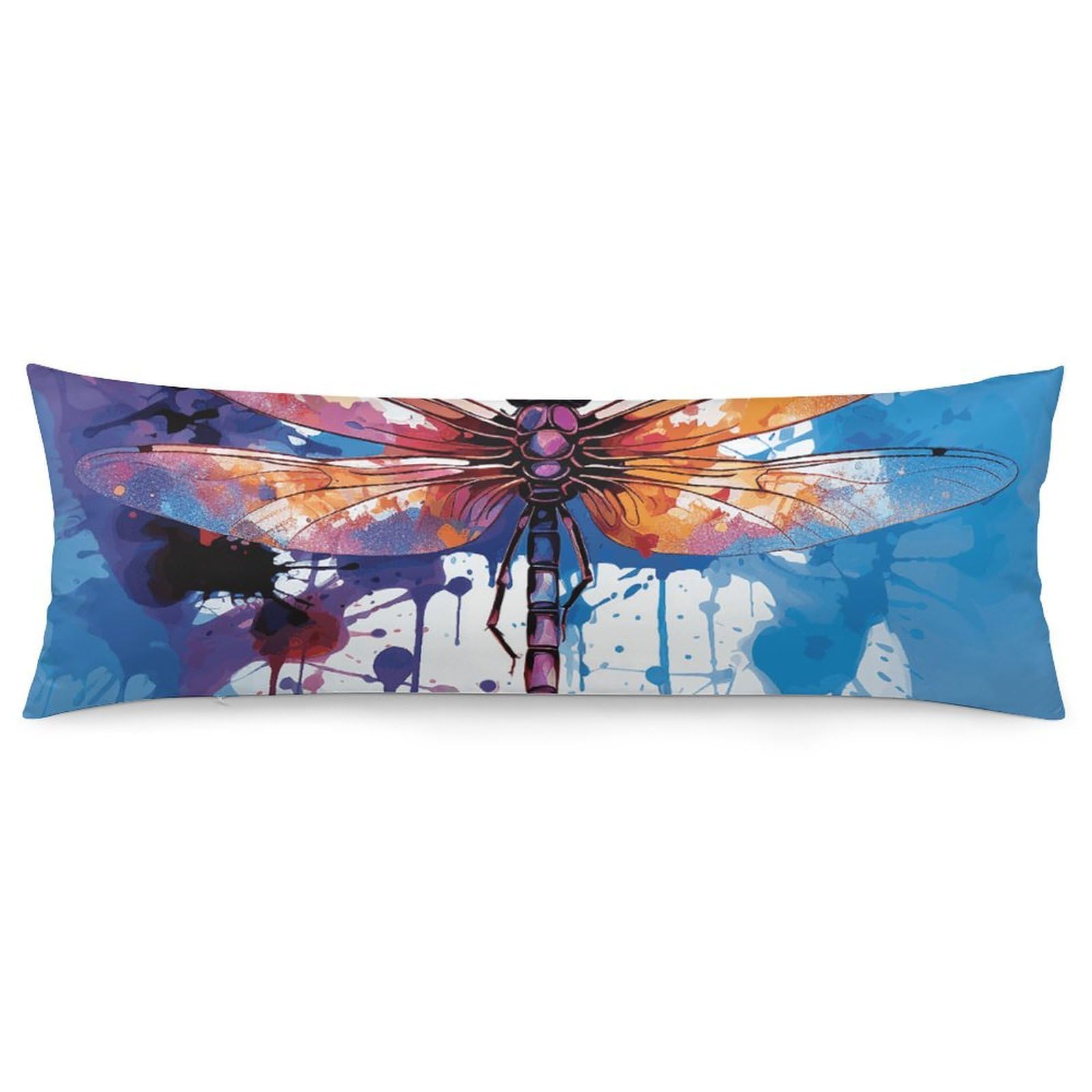 2 Pack Pillow Cases for Hair and Skin, Soft Breathable Pillow Case Covers with Hidden Zipper, Colorful Abstract Dragonfly Pillowcase 20"x54" Pillow Covers for Sleeping Gift