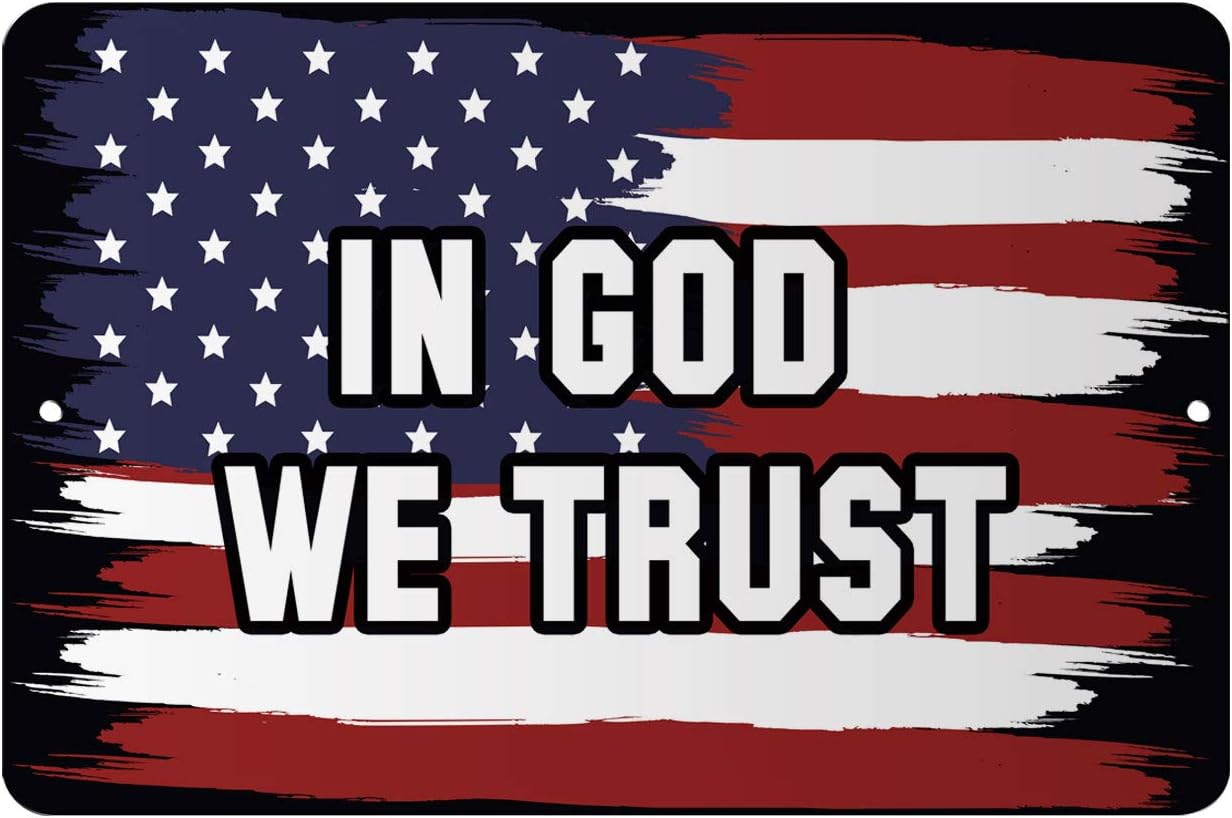 Makoroni - in GOD WE Trust America USA Flag 12x18 inc Aluminum Decorative Wall Street Sign